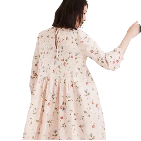 Madewell‎ Women's Pintuck Puff-Sleeve Mini Dress in Seaside Floral Pink Size sm - Picture 4 of 15